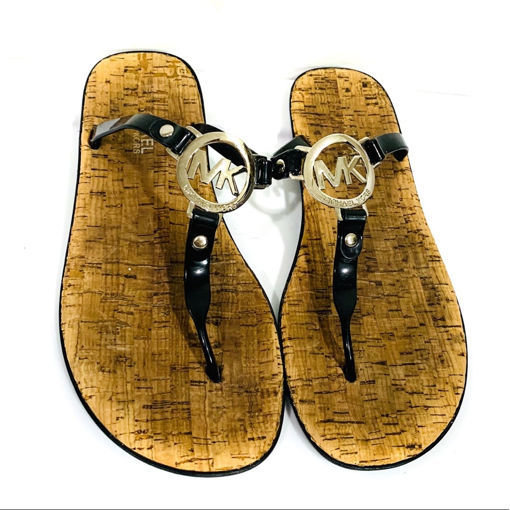 Michael Kors Black & Wooden Sandals